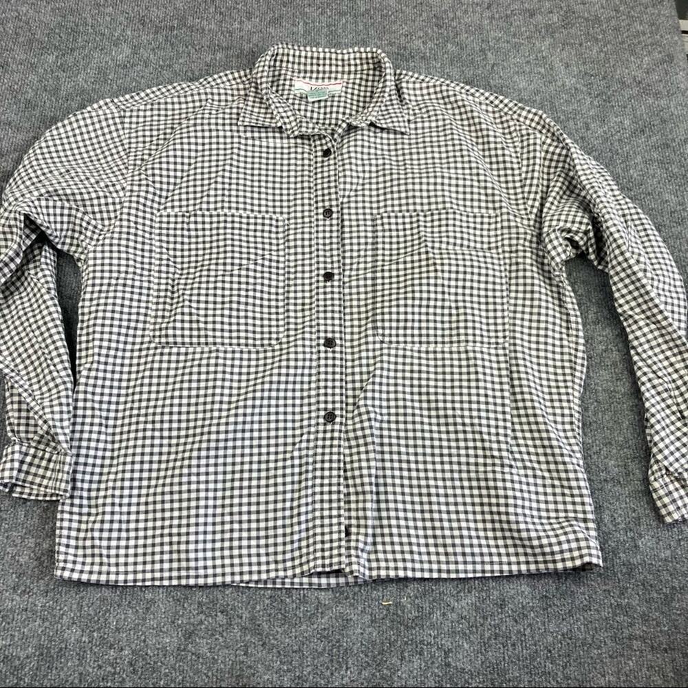 Izod Shirt plaid checked M black and white
